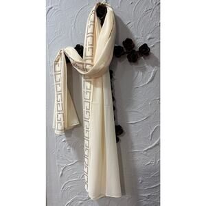 Elegant Cream & Gold‎ Beautiful Scarf - Size: 32x68